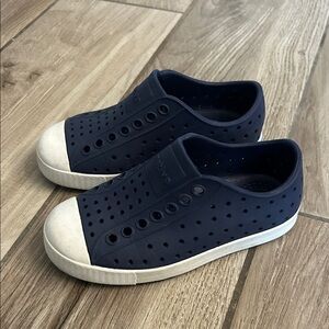 NATIVE - Navy Blue Slip-On Sneakers with White Soles